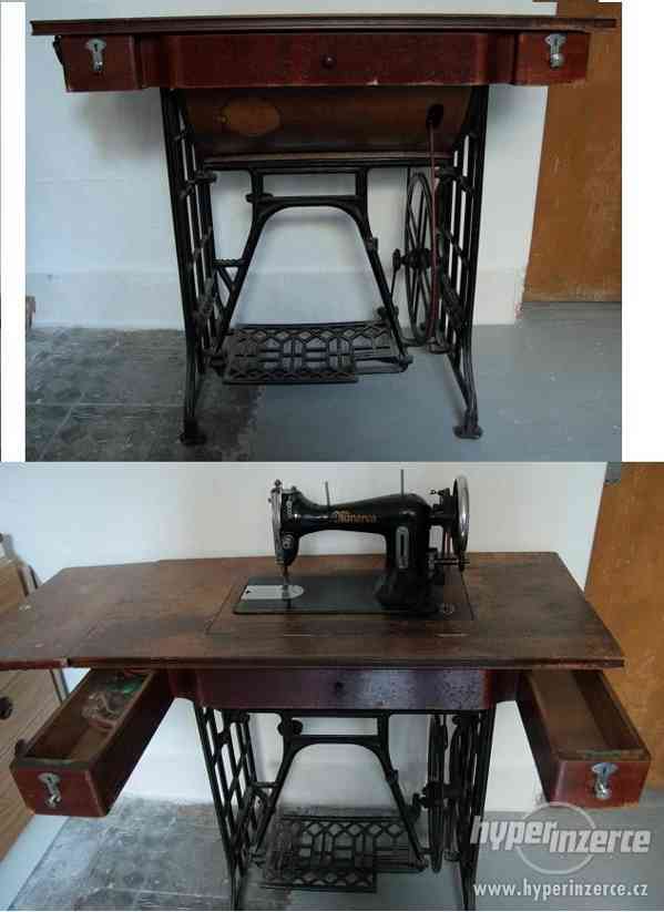 Šlapací starožitný šicí stroj MINERVA - foto 1