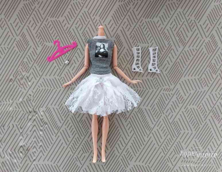 NOVÉ! Set pro panenku Barbie, halenka+sukně+boty+nár.+ram. - foto 1