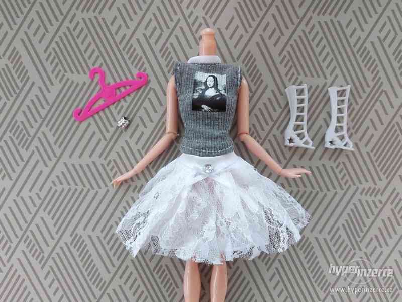 NOVÉ! Set pro panenku Barbie, halenka+sukně+boty+nár.+ram. - foto 2