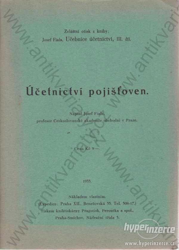 Účetnictví pojišťoven Josef Fiala 1933 - foto 1