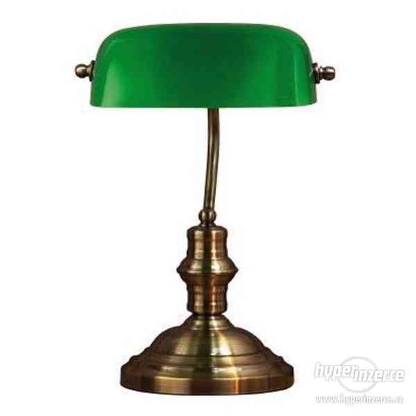 Stolní lampa v zelené a mosazné barvě - foto 1