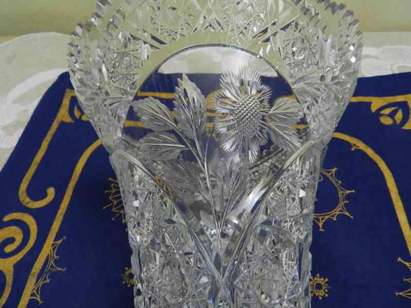 Krásná Art Deco broušená Váza olověné sklo Karlov - foto 4