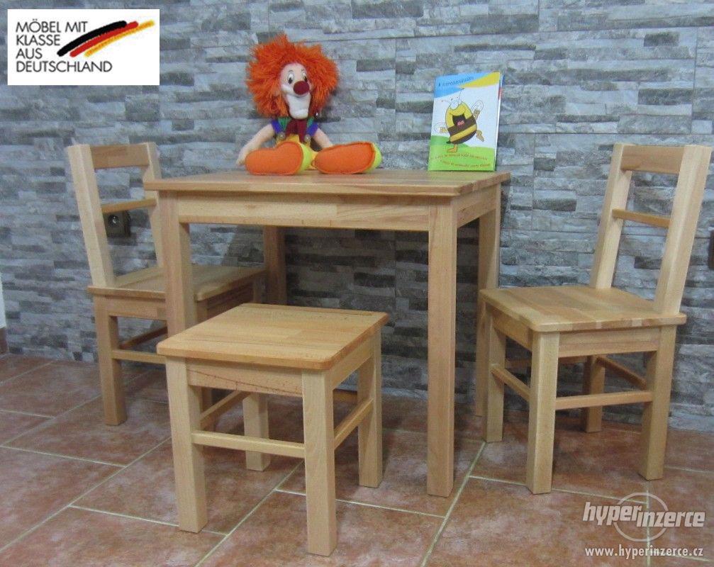 Dětský souprava - stůl + židle JÁDROVÝ BUK MASIV - foto 1