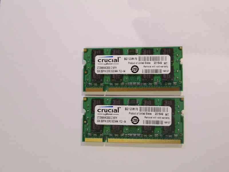 2x2GB SODIMM DDR2 PC2-6400 800MHz Crucial 4GB kit paměť  - foto 1