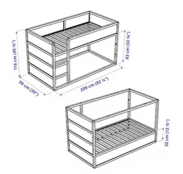 Dětská postel IKEA Kura - oboustranná 90x200cm - foto 9