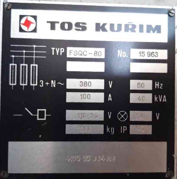 Použitá stolová frézka TOS Kuřim FSQ-C 80, r. v. 1989 - foto 8
