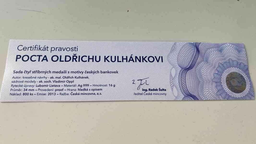 Sada 4 stříbrných mincí proof Pocta Oldřichu Kulhánkovi 2013 - foto 2