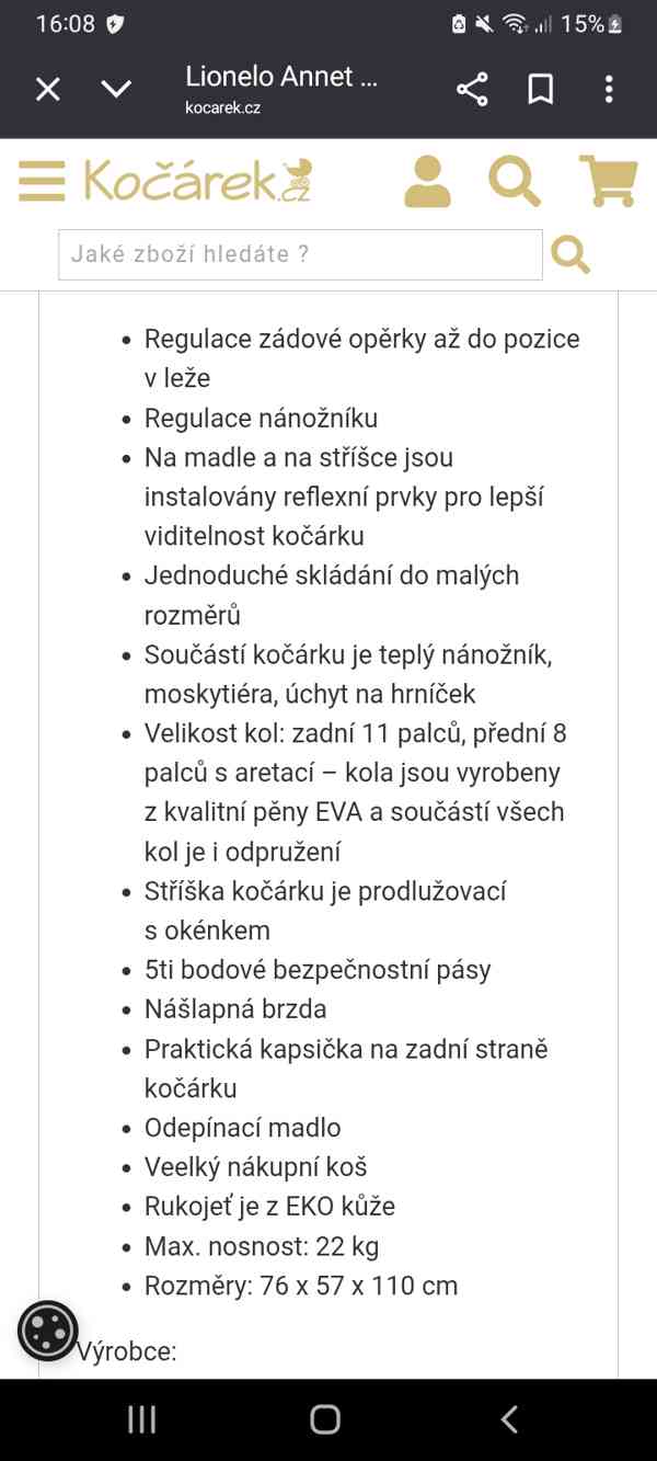 Kočárek Lionelo Denim Blue - foto 4