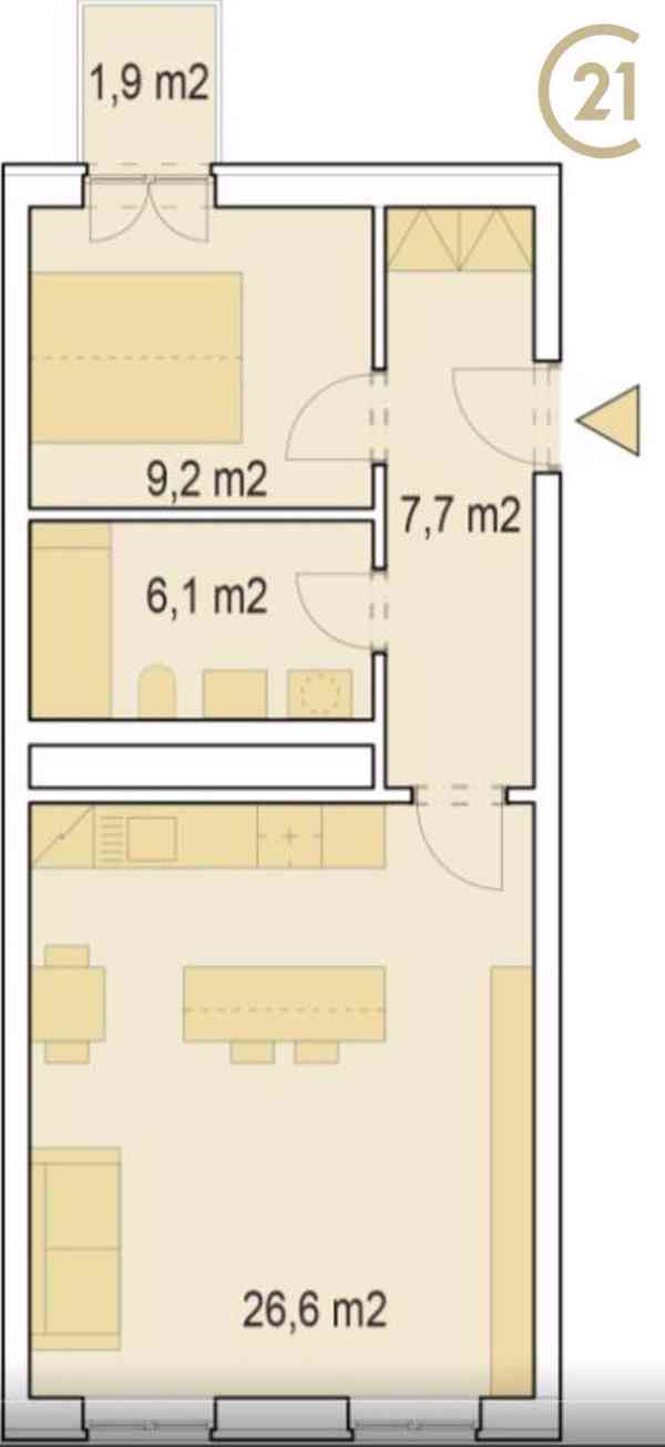 Prodej bytu 2+kk do OV, 49,6 m2, balkón, novostavba, Rezidence Říční - foto 1