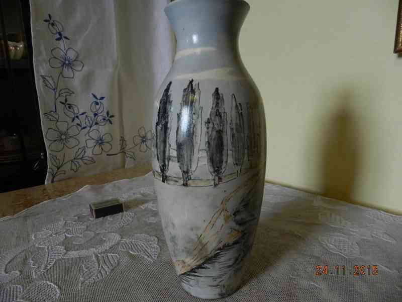Krásná stará ručně malovaná váza 28,5cm - foto 6