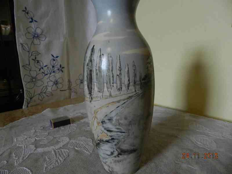 Krásná stará ručně malovaná váza 28,5cm - foto 7