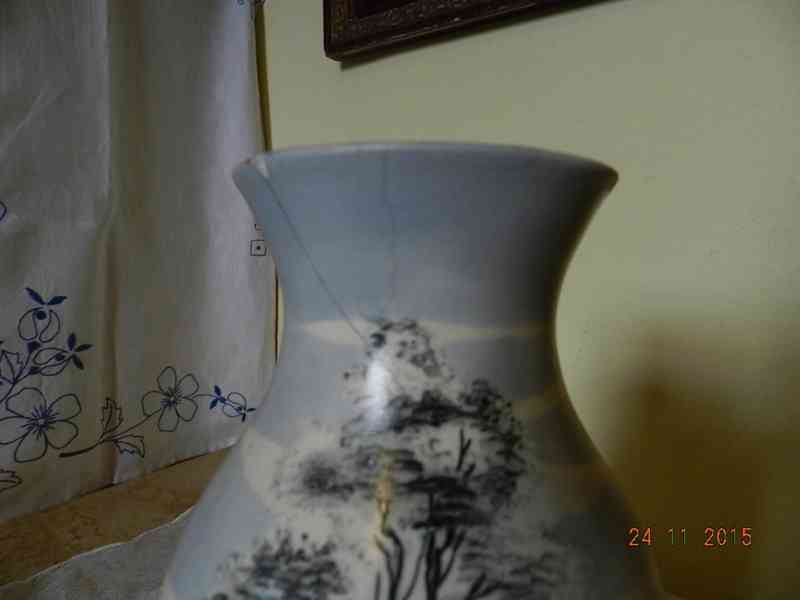 Krásná stará ručně malovaná váza 28,5cm - foto 11