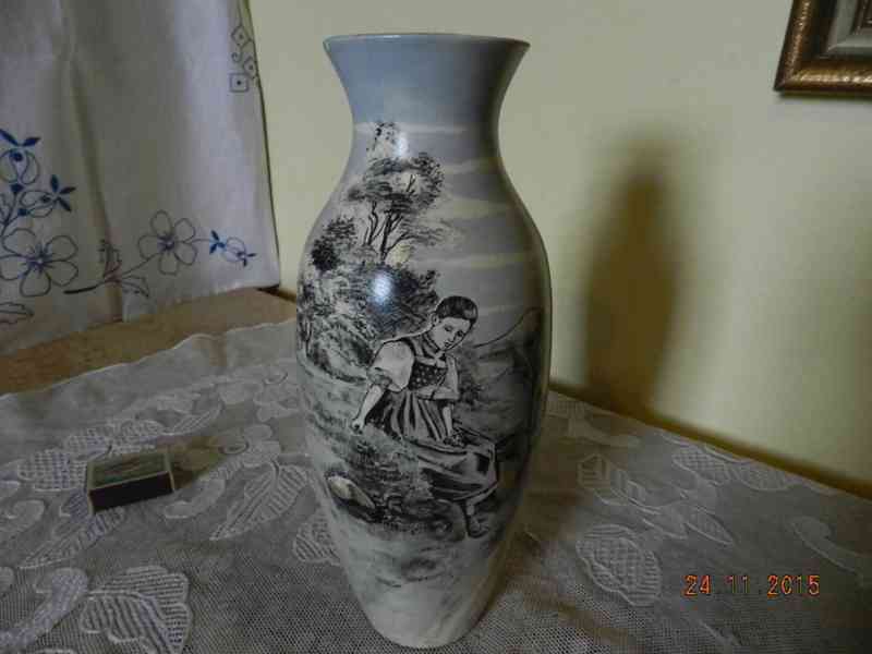 Krásná stará ručně malovaná váza 28,5cm - foto 3