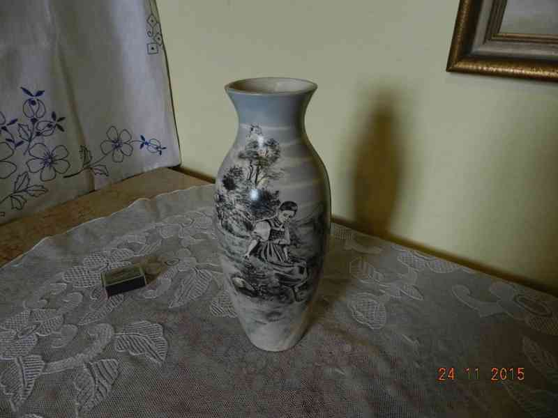 Krásná stará ručně malovaná váza 28,5cm - foto 2