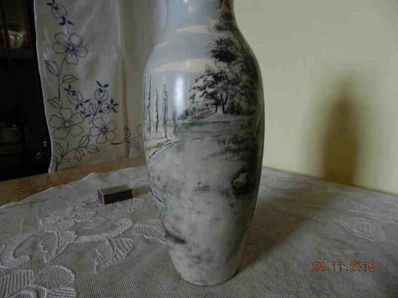 Krásná stará ručně malovaná váza 28,5cm - foto 8