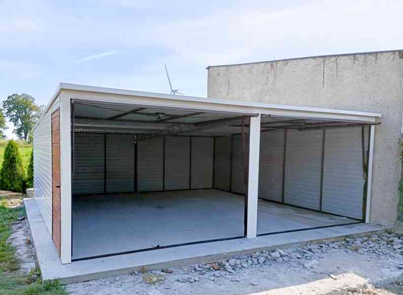 Plechová garáž 6m x 5,8m, spád dozadu, 2x vrata+ dveře TS240 - foto 5