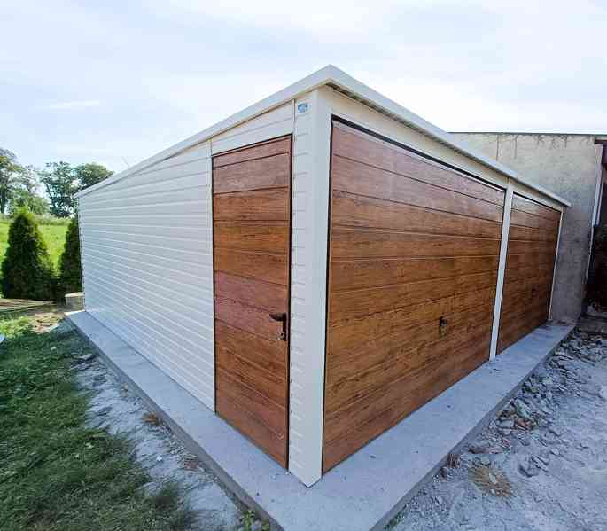 Plechová garáž 6m x 5,8m, spád dozadu, 2x vrata+ dveře TS240 - foto 3
