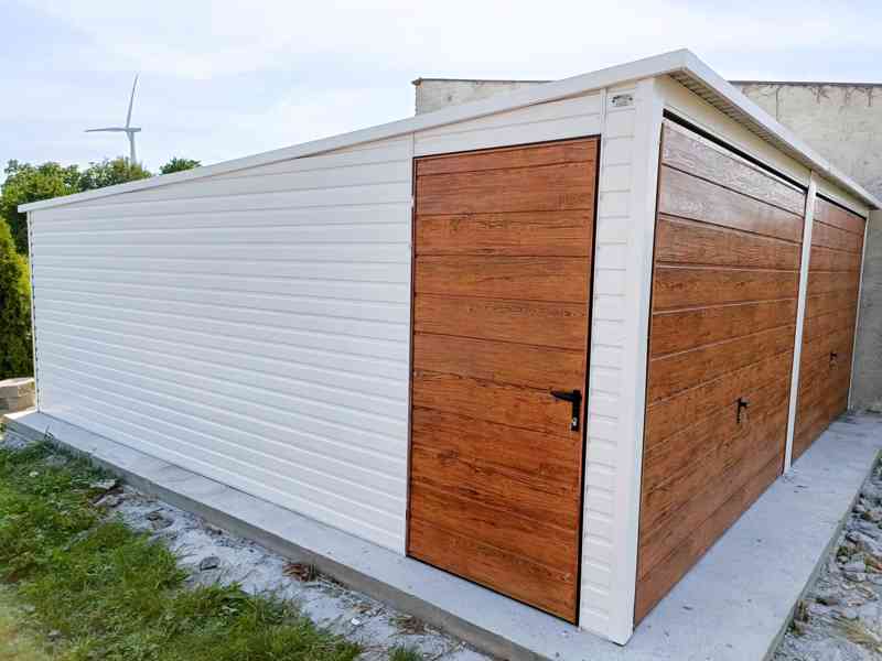 Plechová garáž 6m x 5,8m, spád dozadu, 2x vrata+ dveře TS240 - foto 6