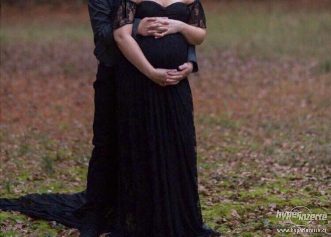 Krásné černé těhotenské šaty na focení - foto 1