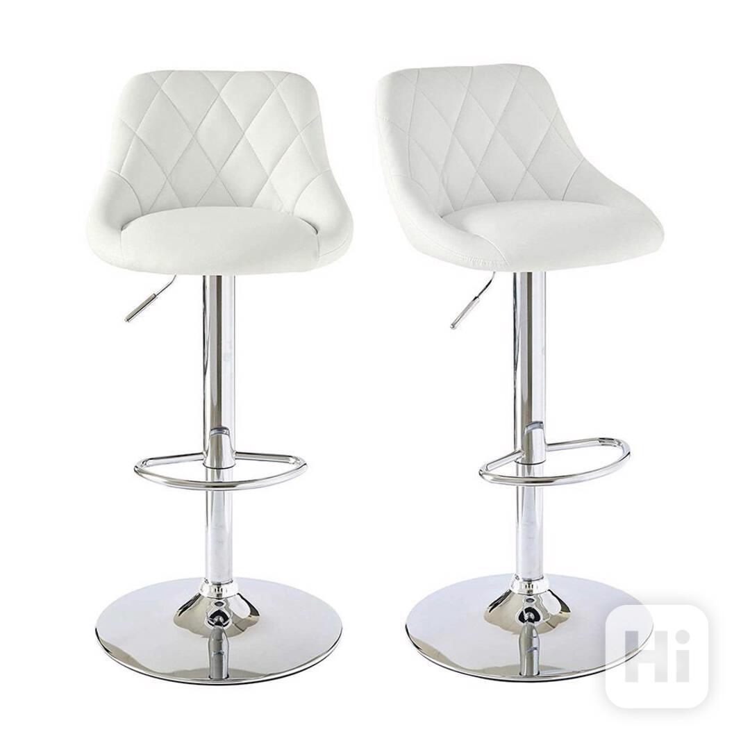 Barové židle bílé | 2 kusy - foto 1