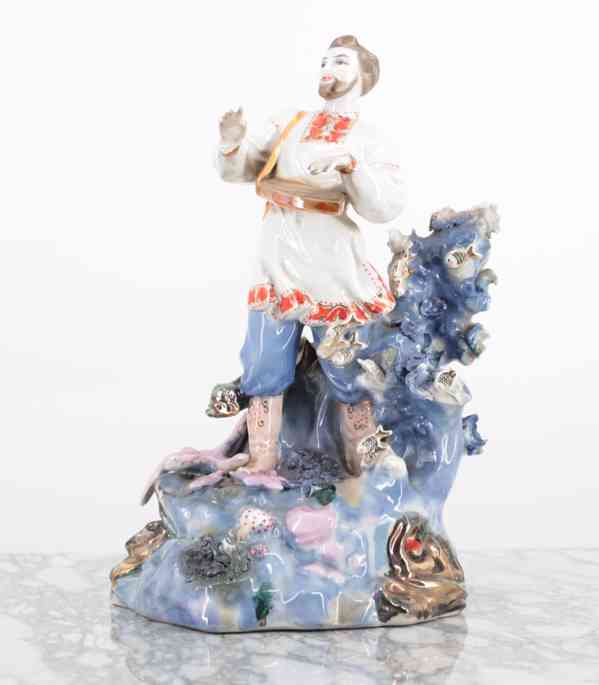 Ruská porcelánová socha hráč na citeru v 32 cm - foto 1