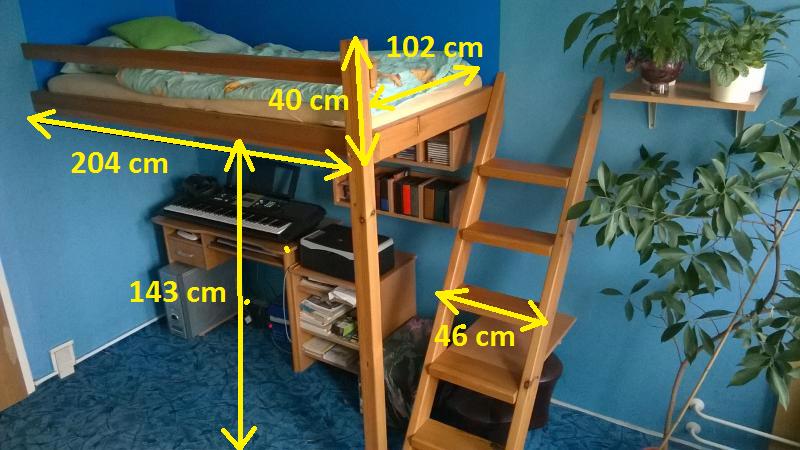 Prodám dřevěnou patrovou postel z masivní borovice - foto 2