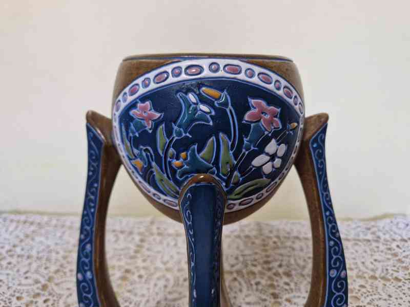 Nevídaný secesní Nástolec Mísa Amphora Teplice - foto 7