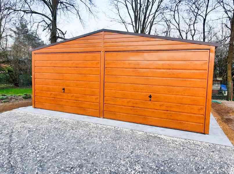 Plechová garáž 6x5,5 sedlová střecha 2x výklopná vrata TS238 - foto 3