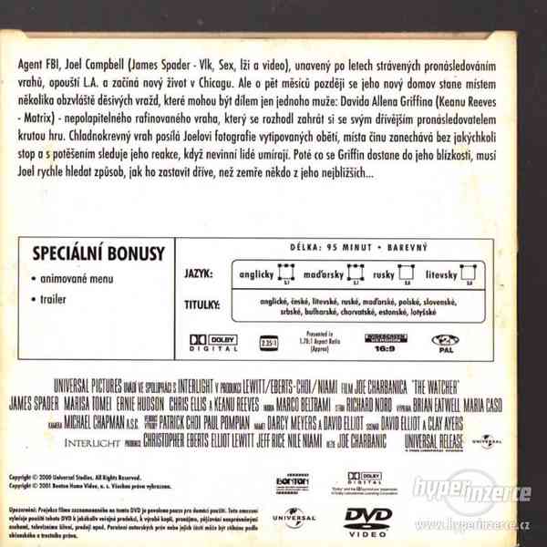DVD FILM - Sleduje tě vrah! / USA The Watcher - 2000 - foto 2