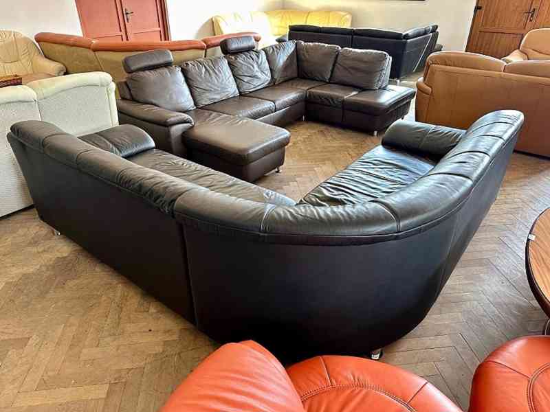  273 Kožená rohová sedací souprava sedačka černá   - foto 3
