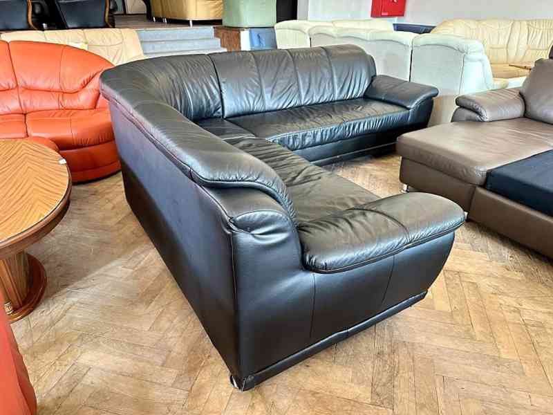 273 Kožená rohová sedací souprava sedačka černá   - foto 2