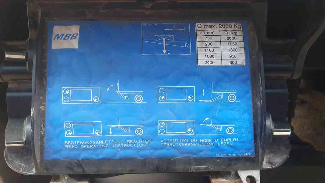Hydraulické čelo, plošina MBB 2000kg - foto 2