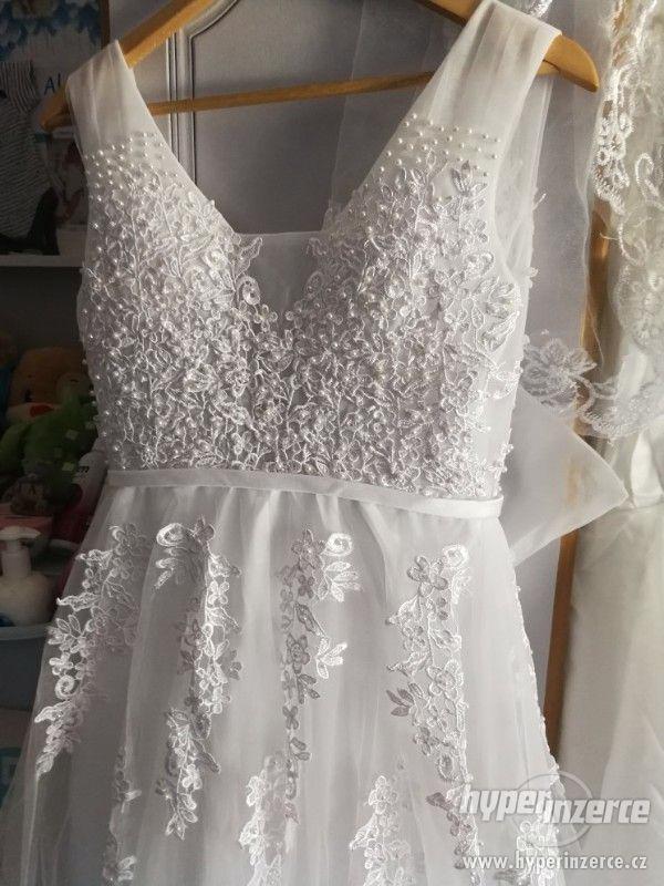 Nové bílé svatební šaty vel. xs-s, ihned k dodání - foto 6