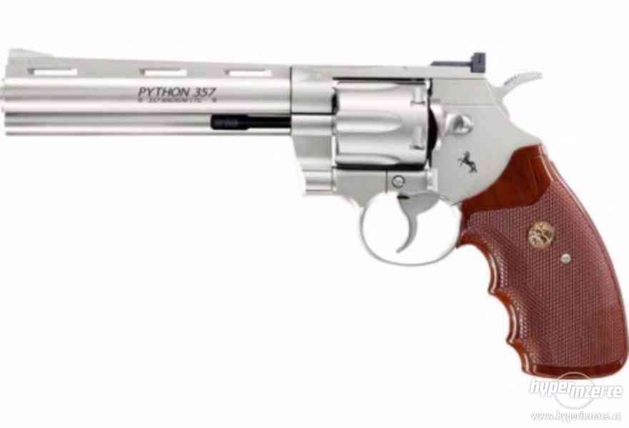 Vzduchový revolver Colt Python 6" nikl - foto 1