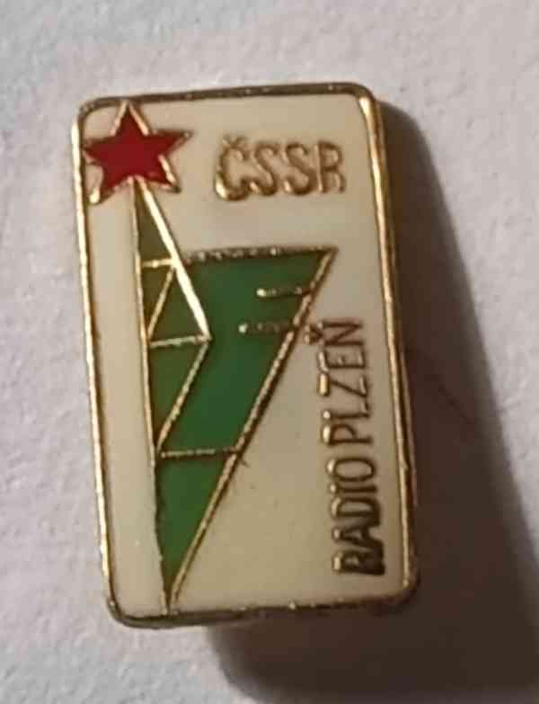 Sada 5 sběratelských odznaků Radio Plzeň ČSSR obdélníkový - foto 4