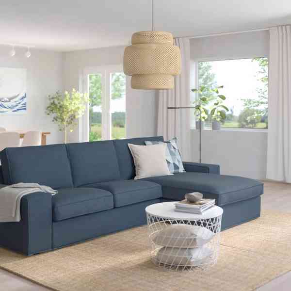 Třímístná sedací souprava s lenoškou IKEA KIVIK modrá. - foto 5