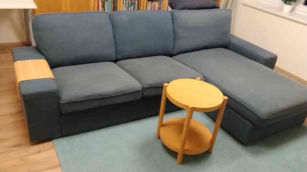 Třímístná sedací souprava s lenoškou IKEA KIVIK modrá. - foto 2