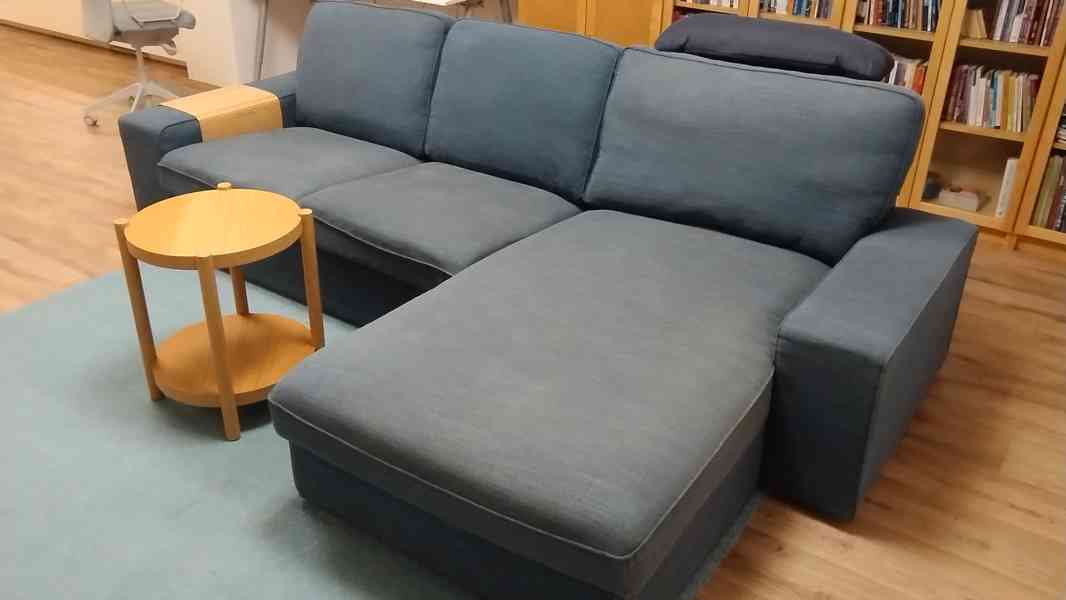 Třímístná sedací souprava s lenoškou IKEA KIVIK modrá. - foto 3