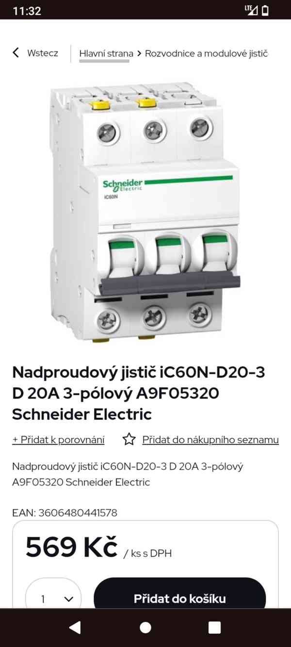 Jistič Schneider D20A iC60N A9F05320 3fáze Stav jako nový Ce - foto 5