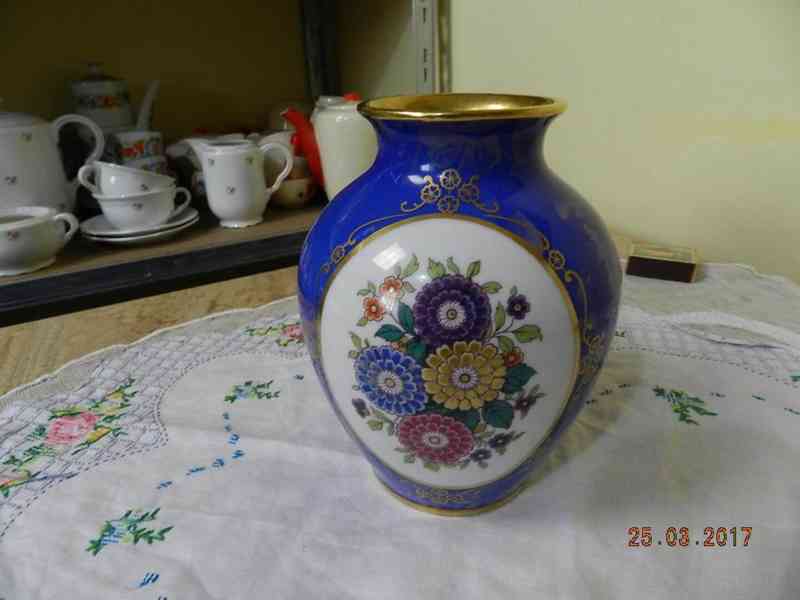 Hezká modrá porcelánová Váza květiny Thomas Germany