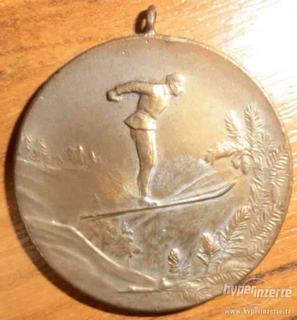 Bronzová stříbřená medaile za skoky na lyžích 1927 - foto 1