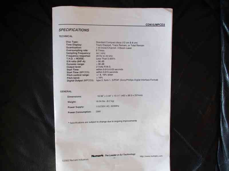 NUMARK CDN15/MPCD3 PROF.CD PLAYERS - foto 6