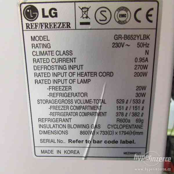 Americká nerezová lednice LG, třída A+,beznámrazový systém N - foto 10