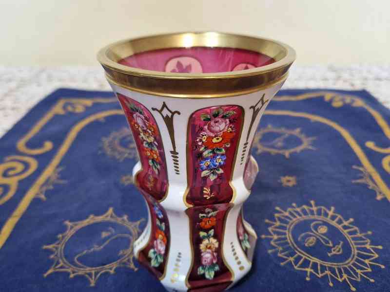 Luxusní Biedermeier přejímaná Sklenice Květiny  Top Stav - foto 4