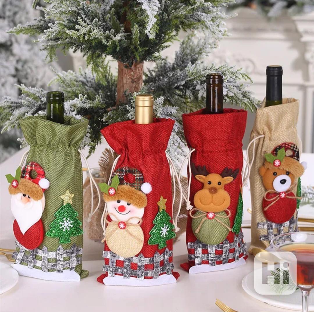 Vánoční sáčky na láhev textil - foto 1