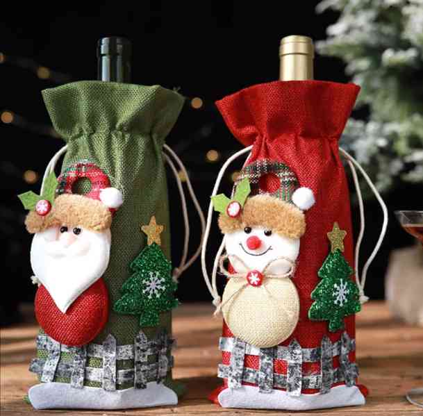Vánoční sáčky na láhev textil - foto 4