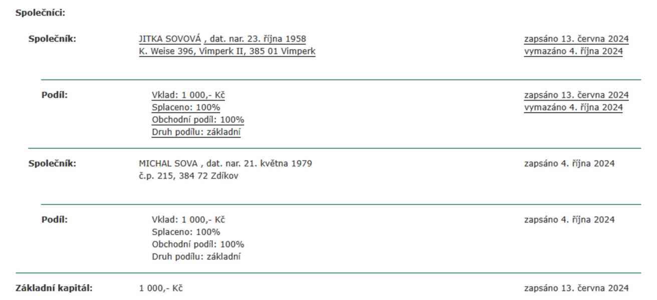Obchodní podíl ve výši 100 % s vkladem 1.000,- Kč - foto 2
