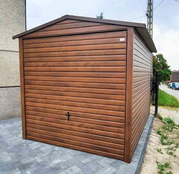 Plechová garáž 3x5m, sedlová střecha výklopná vrata TS267 - foto 2