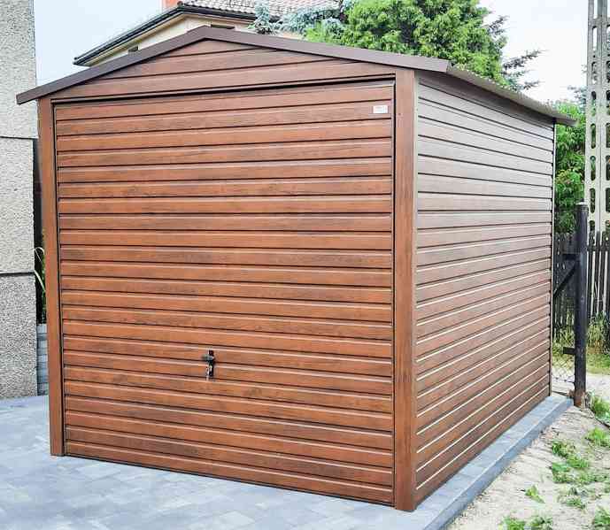 Plechová garáž 3x5m, sedlová střecha výklopná vrata TS267 - foto 3