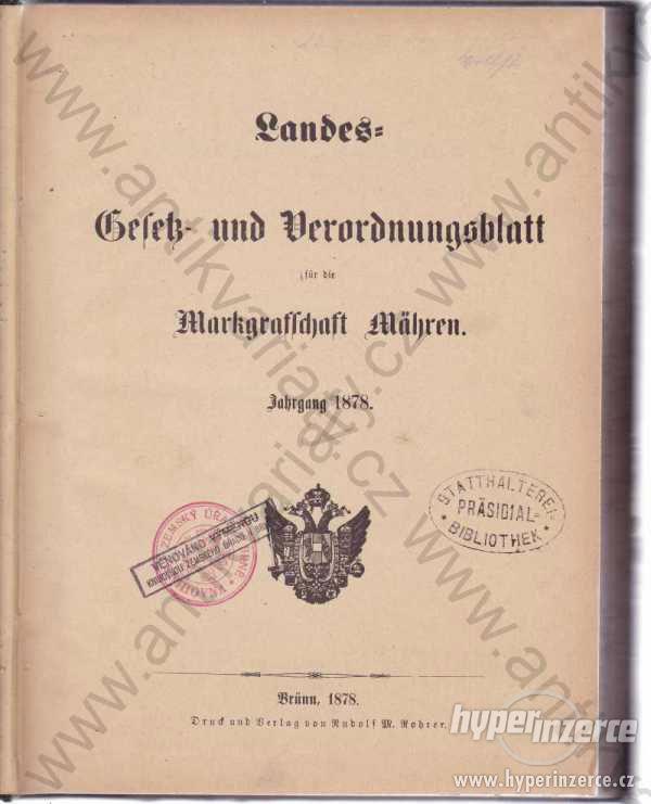 Landes: Gesetz und Verordnungsblatt 1878 - foto 1